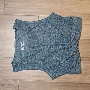 Yogalicious Lux Womens Cropped Twist Tank Top Size Medium Green/Blue Heather